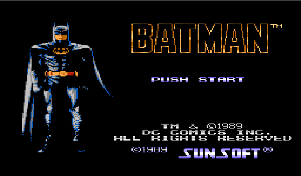START menu for the NES title "Batman"