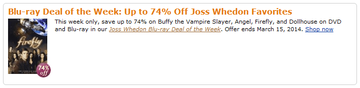 Joss Whedon Blu-ray Deal of the Week